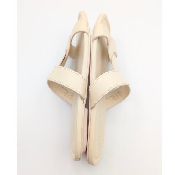 Stuart Weitzman Ibiza Slide Sandal Open Square Toe Women's Ivory Size US7 EU37.5 - Picture 6 of 9
